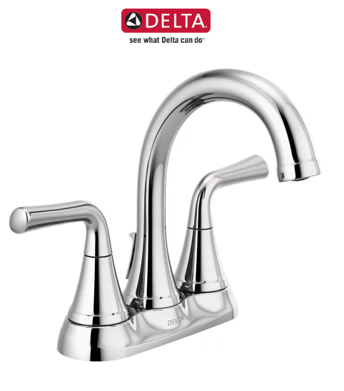 Delta Kayra 1.2 GPM Centerset Bathroom Faucet with Pop-Up Drain Assembly