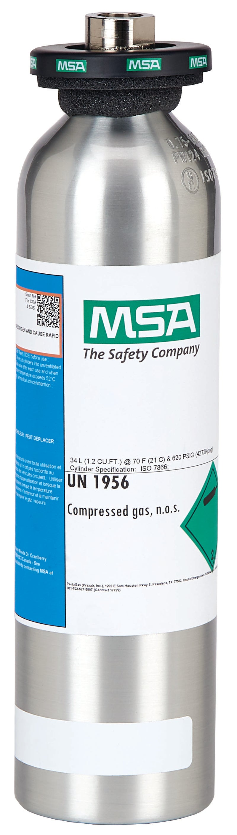 Macurco R-404A Gas 5000PPM Refrigerant Cal Gas Cylinder 34L 5000 ppm