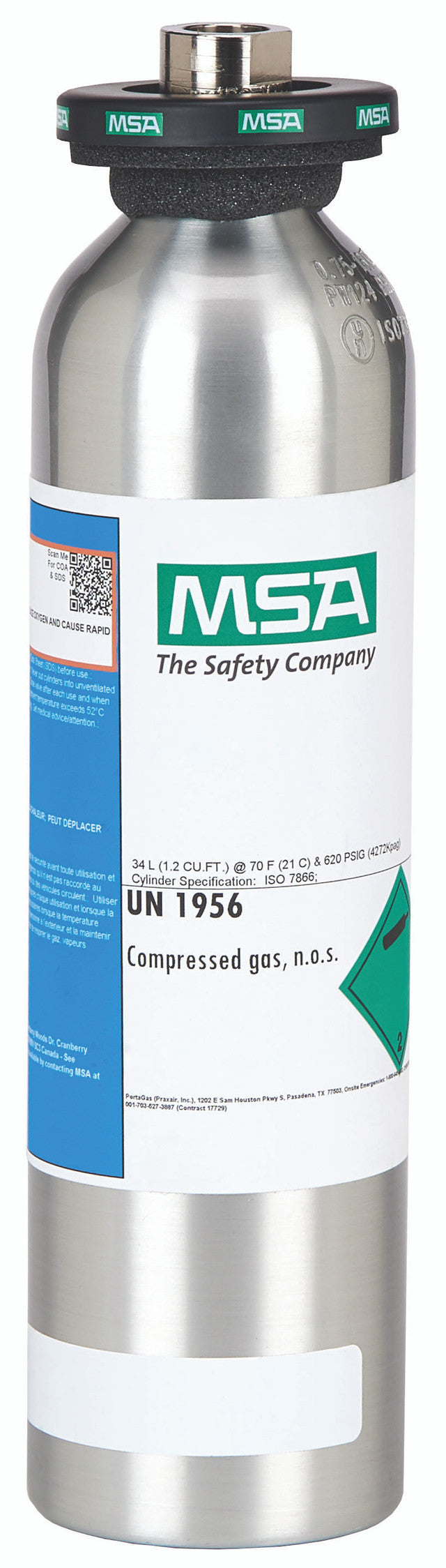 Macurco O2-ZERO O2 Oxygen Gas Cylinder 34L 20.9% Zero Air for Testing (NOT FOR HVAC SYSTEMS)