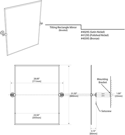 Gatco 4039S 32x28 Tavern Rectangle Mirror in Oil Rubbed Bronze