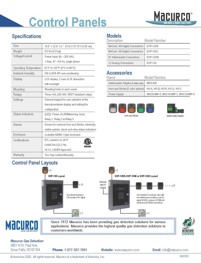 Macurco DVP-120B Central Control Panel