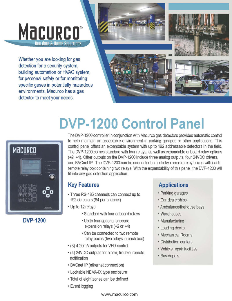 Macurco DVP-1200 6-Series Central Control Panel