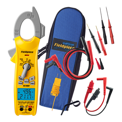 Fieldpiece SC480 Job Link® 600A Mid-Size Dual-Display Essential Clamp Meter w/ True RMS & 1000VDC