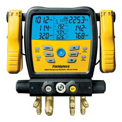 Fieldpiece SM480V Job Link® SMAN® 4-Port Manifold + Micron Gauge w/ Soft Case (2) TC24 (1) ATA1