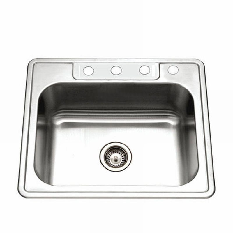 Houzer 2522-6BS3-1 3-Hole Glow-Tone Drop-in Stainless Steel Sink